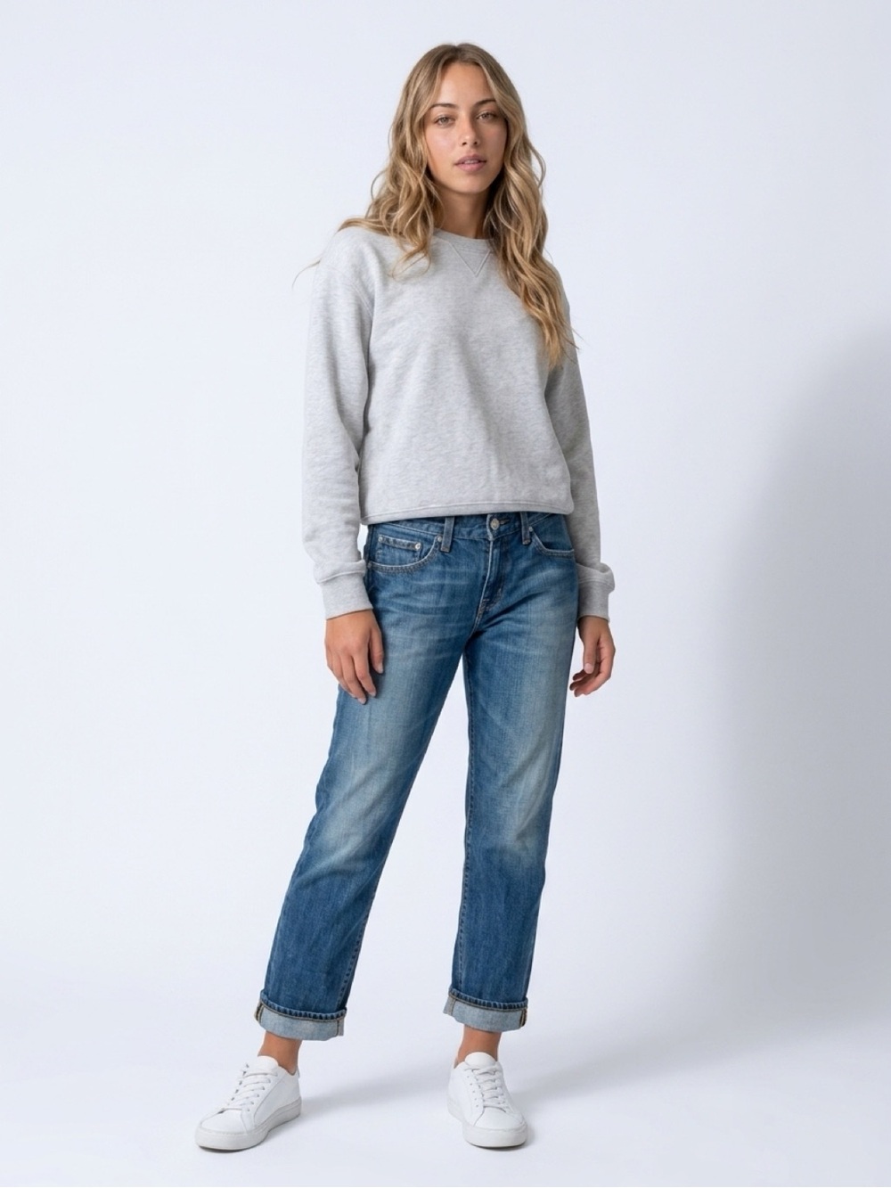 Classic Mid Wash Womens Jeans - Blue